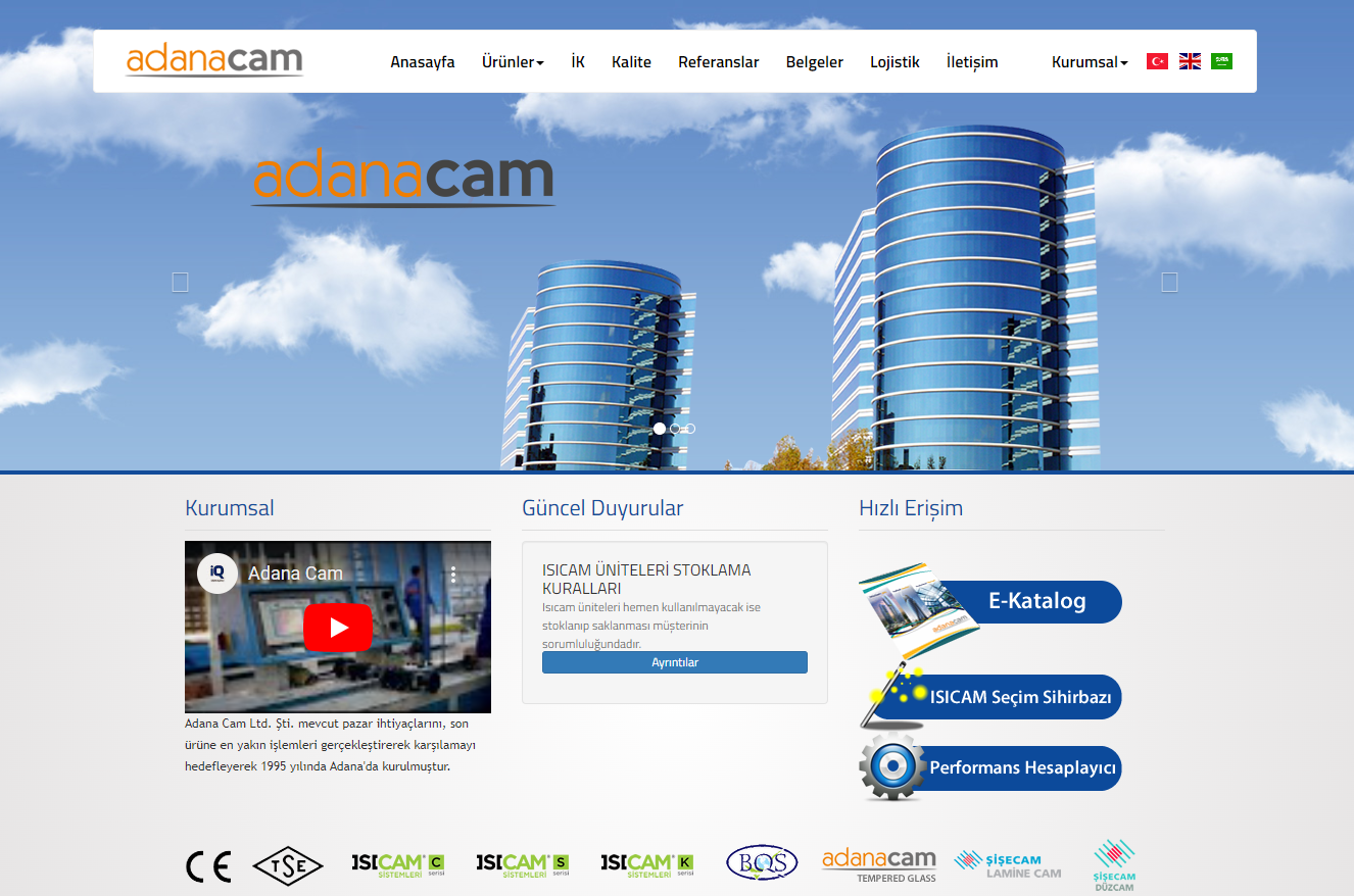 Adana Cam web site tasarm